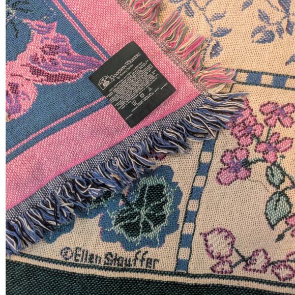 Vintage '93 Goodwin Weavers Ellen Stouffer wildflower throw Isaiah 26:3 48x66in - Picture 3 of 5